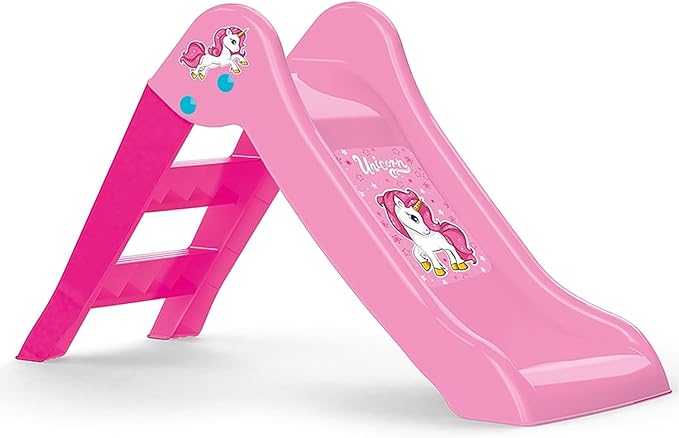 DOLU: My First Slide: Unicorn & Pink - Indoor/Outdoor Toy, Foldable Slope, 2 Step Ladder, Durable Plastic, Playground Equipment, Toddlers Kids Ages 2+