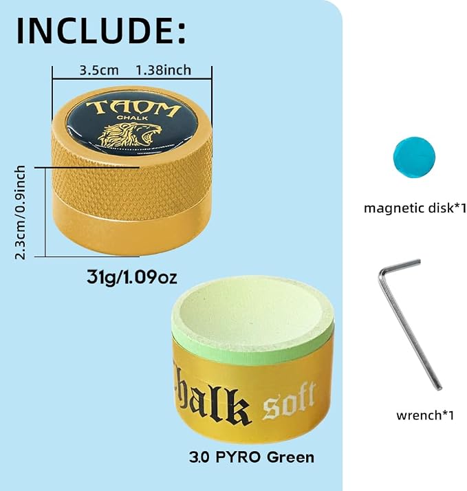 TAOM Pool Chalk Holder Round Shaped Practical Tool Billiards Accessories Magnetic Mini Chalk Tip Case Container Round Box Billiards