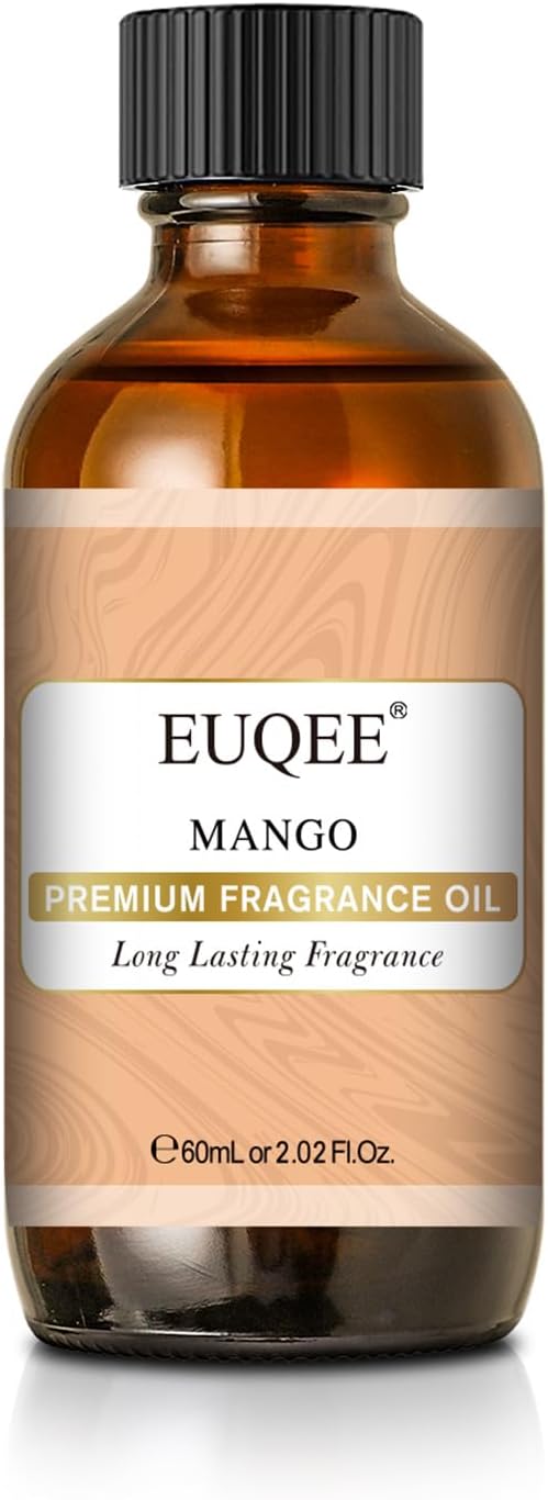 EUQEE Mango Fragrance Oil 60ml for Diffusers (2.02 Fl oz) | Fragrance Oil with Glass Dropper for Soap & Candle Making, DIY Bath Bomb