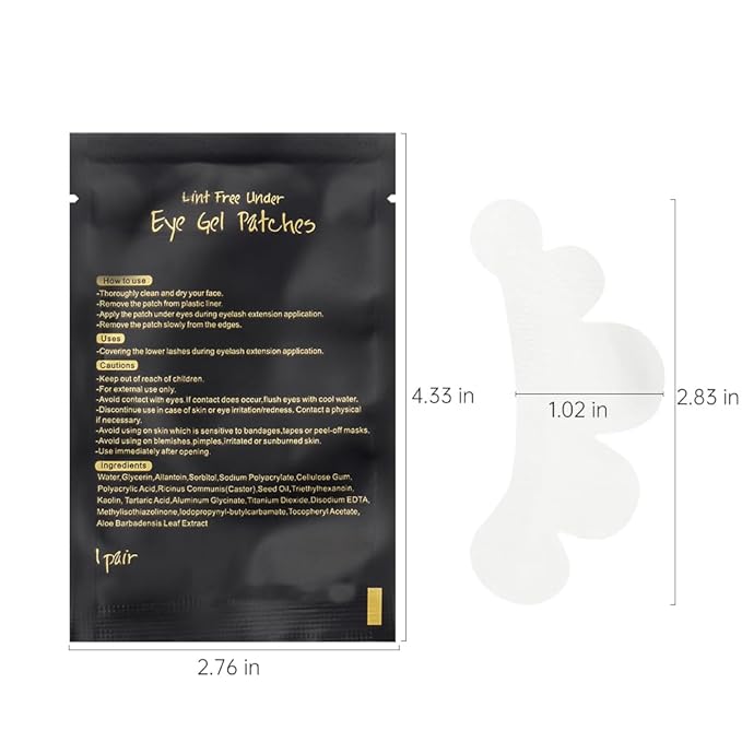 100 Pairs Eye Under Gel Pads Eyelash Extensions Patches,Lash Extension Lint Free Under Hydrogel Eye Mask Pads Beauty Tools (Black)