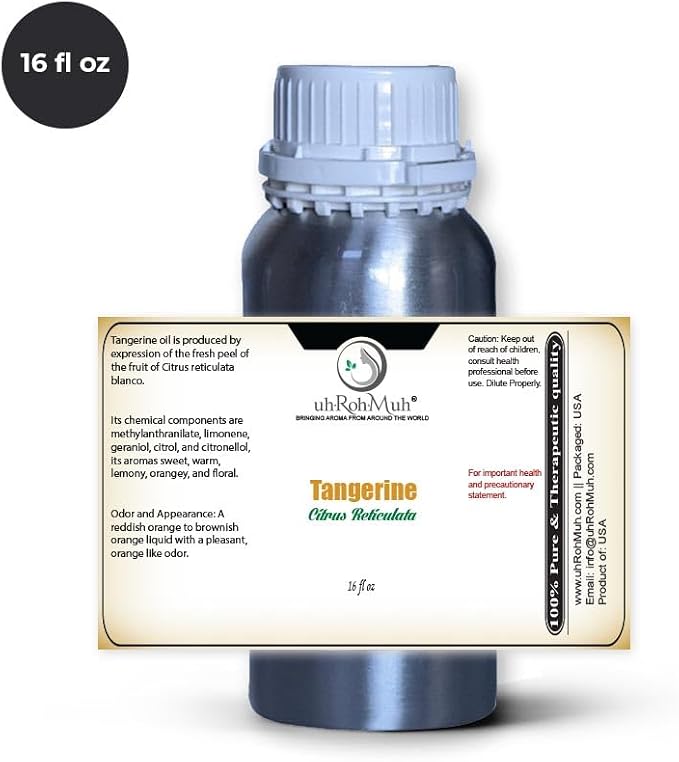 Tangerine Essential Oil, Citrus Reticulata, Cold Pressed Citrus Peel Oil, Sweet Citrus Aroma for Aromatherapy, Diffuser, Massage, Skin Care, Natural Fragrance Oil for Blends – Net Wt:0.5Kg/1.1 lb