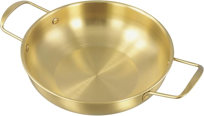 JOIKIT 4 Pack Korean Ramen Pot with Handles, Stainless Steel Ramen Cooking Pan, Golden Soup Pot for Noodles, Pasta, Home and Outdoor Use, Dishwasher Safe (7.2in,9.1in, 9.9in, 10.7in)