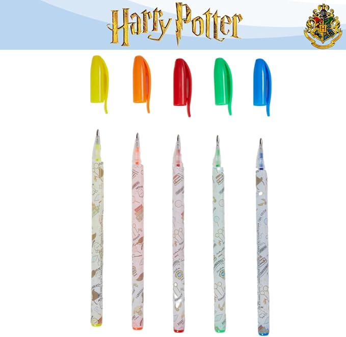 Innovative Designs Harry Potter Hogwarts Pencil Case Set with Stickers and Gel Pens for Kids, Molded with Zip Closure