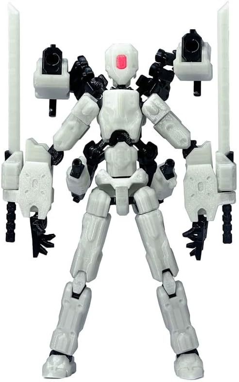 T13 Action Figures Helix Robot 8 Inch, Assembly Completed T 13,3D Printed Robo 13 - The Premium Action Figures for Sci-Fi Enthusiasts White (Glows in The Dark)