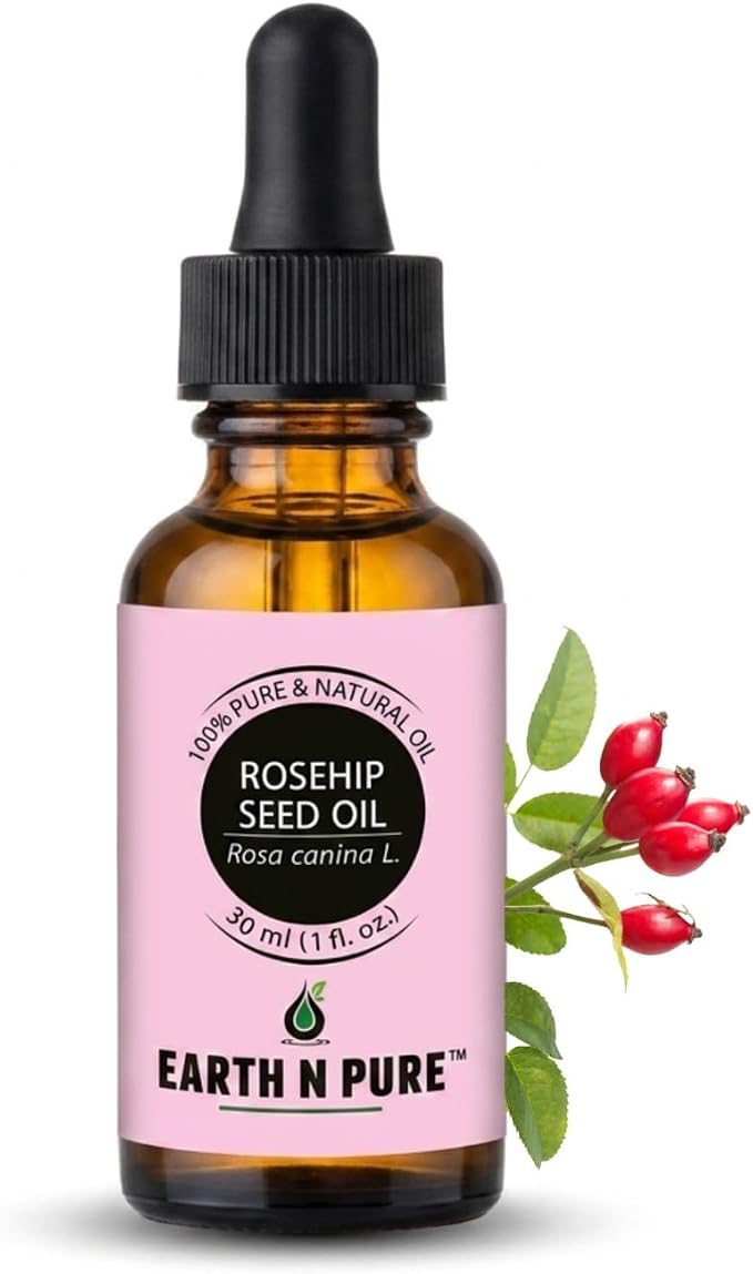 Earth N Pure Rosehip Seed Oil | 100% Pure Natural Cold Pressed Carrier Oil | Premium Quality for Face, Hair, Skin, Nails, Body Massage & DIY Beauty Care | Hexane Free | 30ml