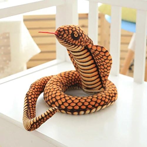 Stuffed Cobra Snake Animal Plush Toy 44 Inches Realistic Long Qamra The Queen Cobra Animal Stuffed Plushies Naja Nivea Cape Cobra Python Stuff Dolls Gifts for Children Kids Boys Girls, 44Inches