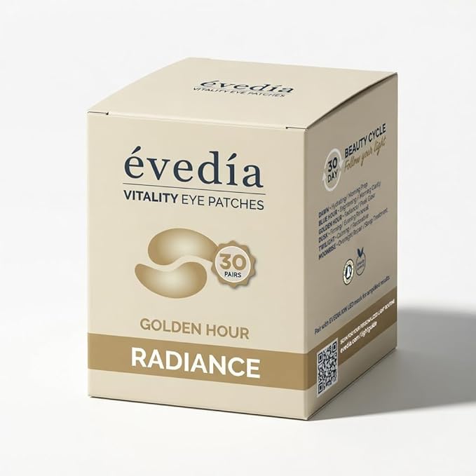 Vitality Eye Patches — Golden Hour — Brighten + Glow | 24K Gold + Caffeine + Peptide Hydrogel Eye Masks | 30 Pairs