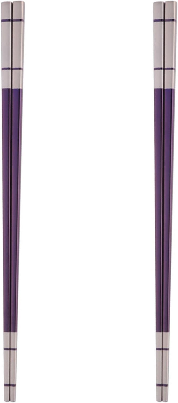 Reusable Stainless Steel Chopsticks,Dishwasher Safe , Easy to Use(2 PCS,purple)