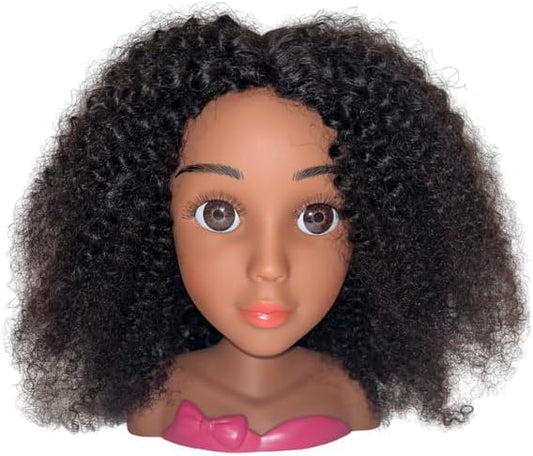 My Doll, 100% Human Hair Styling Head Doll Toy + Stand (Toffee)