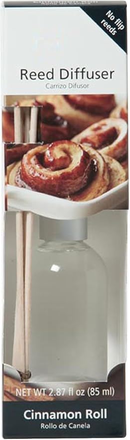 Hosley 85ml Aromatherapy Reed Diffuser Refill with Cinnamon Roll and Vanilla Scent, Includes Sticks, Ideal for Home Decor, Room Decor, Bathroom Decor, Wedding, Party, Reiki, Gift,