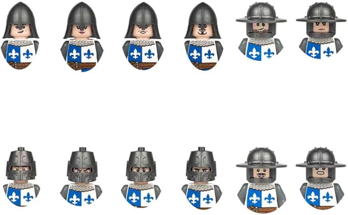 12PCS Medieval Knights Battle Soldiers with Weapons Action Figures Building Blocks Miniature Figurines Toys Cake Toppers(1813)