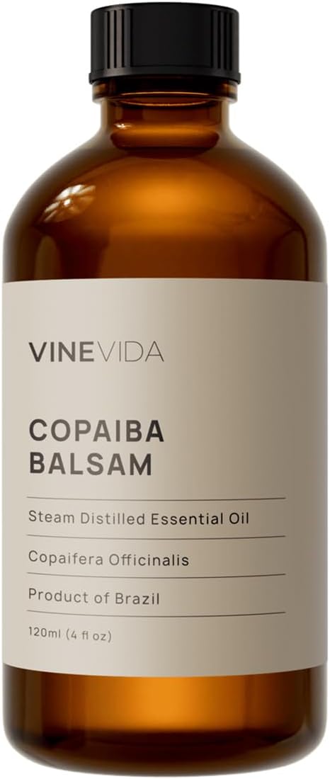 VINEVIDA Copaiba Balsam Essential Oil 4 oz - Undiluted Copaiba Balsam Oil 4 oz - Copaiba Balsam Candle Oil Scent - DIY Candle Scents for Candlemaking - Bulk Essential Oil for Soap Making