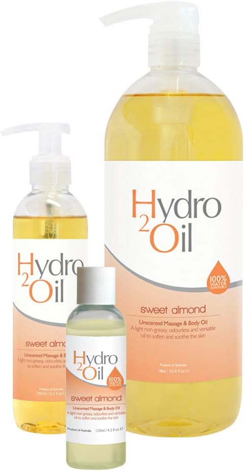 Hydro 2 Oil Sweet Almond Massage Oil 33.8 fl oz - Water Dispersible Formula with Sweet Almond Oil for Nourishing Relaxation
