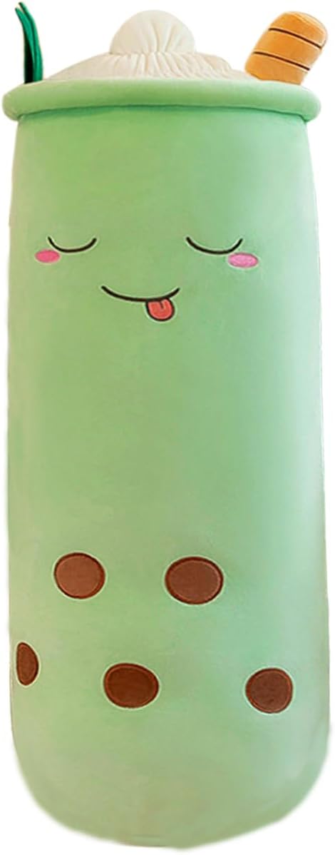 Boba Plush Stuffed Bubble Tea Pillow Soft Adorable Plushies Toys (Green,15.6inches)