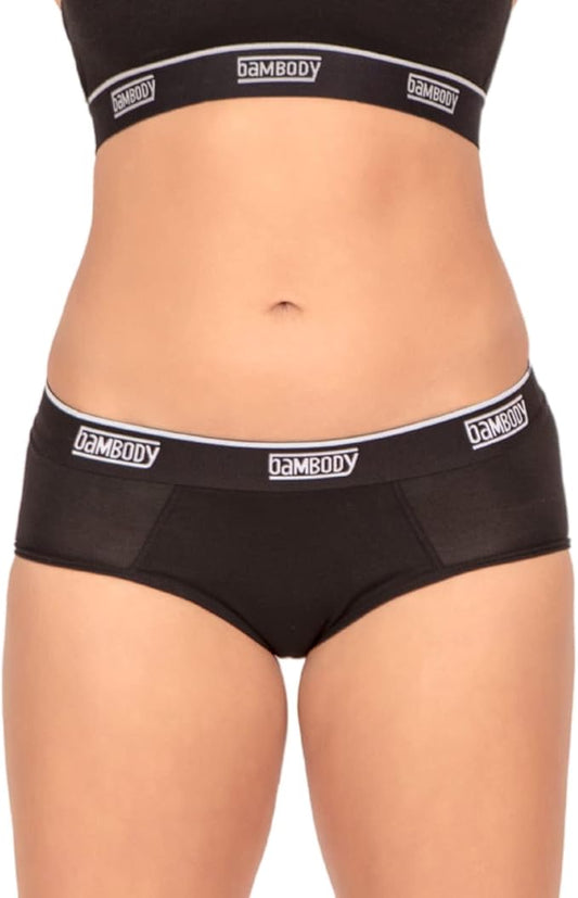 Bambody Absorbent Hipster for Light Flow, Sporty Period Panties for Women & Teens - Comfortable & Soft Protective Active Wear