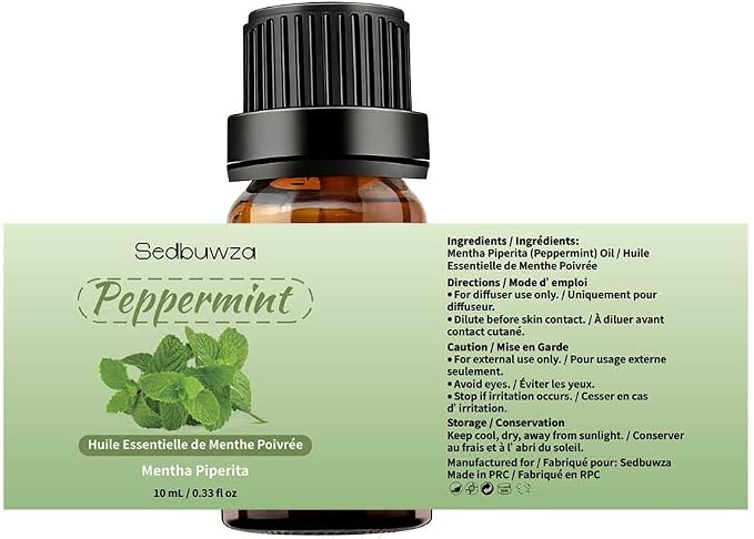 Sedbuwza Peppermint Orange Essential Oil Set, Peppermint Fragrance Oil Orange Scent Oil Set for Diffuser, Aromatherapy, Massage, Soap, Candle Making 2 x 10 ml