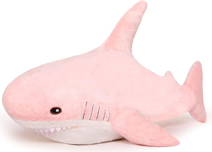 MorisMos Giant Shark Pillow, Shark Plush Toy, Big Stuffed Animal, Pink, 32in