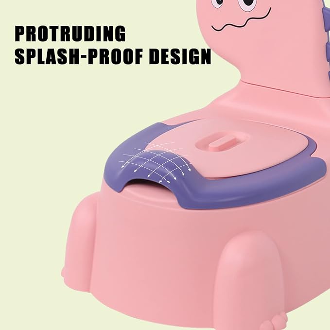 Potty Training Toilet, Dinosaur Potty Training Toilet Seat, Separated Dinosaur Training Potty for Toddlers with Non-Slip Rubber Mat Backrest, Portable Potty Chair for Boys and Girls Travel