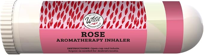 Wild Essentials 3 Pack of Rose Aromatherapy Nasal Inhalers Made with Natural Essential Oils, Stress, Relax, Olfactory