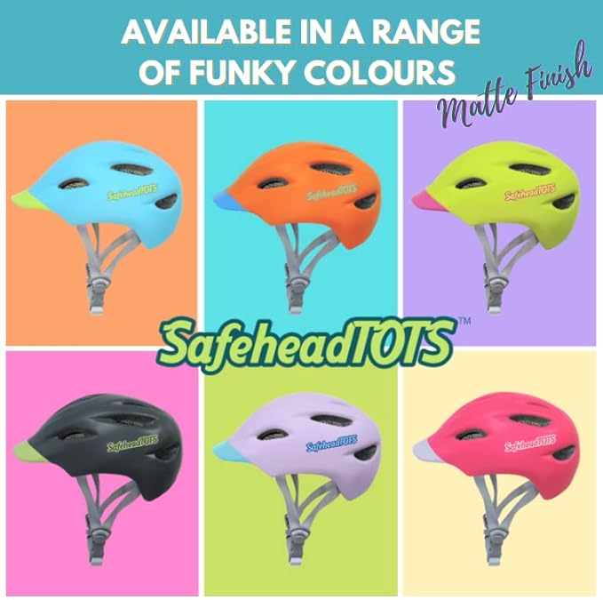 Adjustable Toddler Bike Helmet, Built in Visor with Removable Washable Inner Lining, XS Ages 2-4 Years for Boys and Girls, Perfect for Cycling, Scooters, Orange-Blue