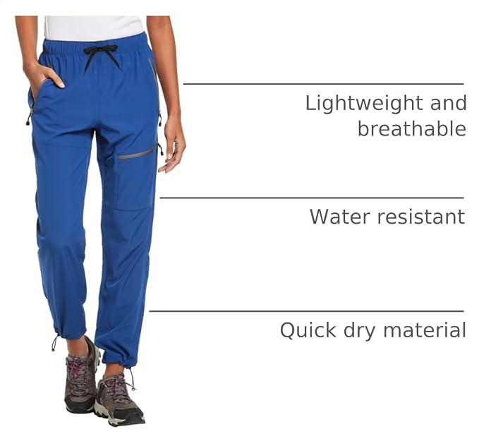 baleaf Women's Hiking Pants Quick Dry Lightweight Water Resistant Elastic Waist Cargo Pants for All Seasons