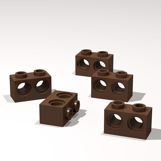 Classic Building Brick Bulk, 1x2 with Holes 120 Piece, Compatible with Lego Parts and Pieces: (Color:Brown)