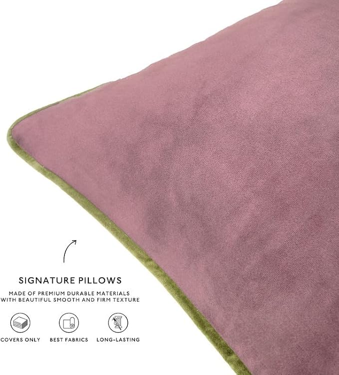 MONDAY MOOSE Decorative Throw Pillow Covers Cushion Cases, Set of 4 Soft Velvet Modern Double-Sided Designs, Mix and Match for Home Decor, Pillow Inserts Not Included (16x16 inch, Purple/Green)