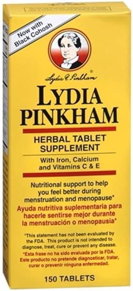 Lydia Pinkham Nutritional support for women - Lydia Pinkham Herbal Tablets, Helps You Feel Better During Menstruation and Menopause- 150 Tablets
