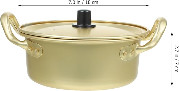 PRETYZOOM Korean Ramen Pot with Spoons and Chopsticks, Aluminum Fast Heating Cooker for Ramen, Soup (16cm)