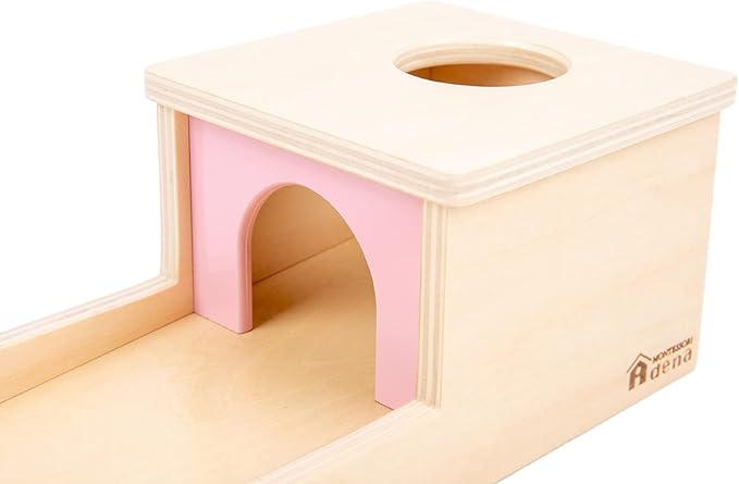 Adena Montessori Object Permanence Box with Tray Three Balls Montessori Toys for 6-12 Months Baby 1 Year Old Infant Toddler (Small Box - for Girl)