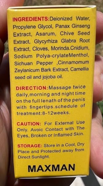 MAX Man, Massage Oil for Men 10ml (Yellow) Male Enhancement Men's Re-Vitalize Enlargement Cream (3)