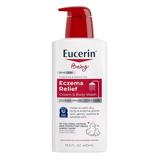 Eucerin Baby Eczema Relief Cream Body Wash, Fragrance Free Eczema Body Wash for Babies with Colloidal Oatmeal, 13.5 Fl Oz Bottle