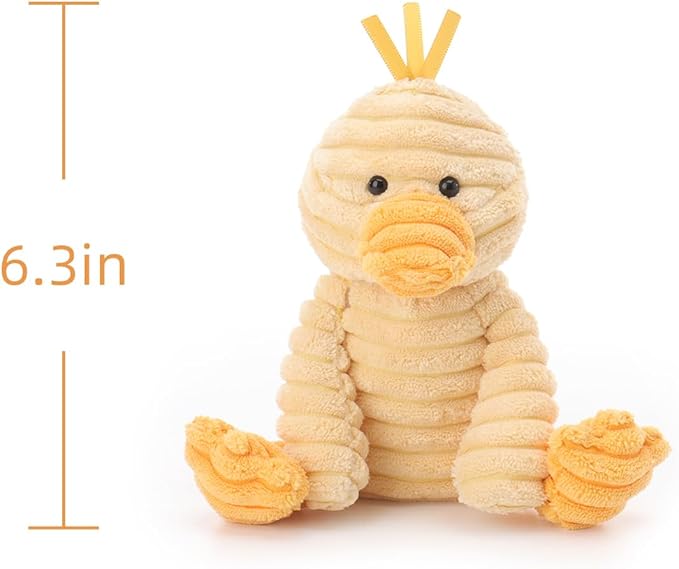Apricot Lamb Corduroy Duck Stuffed Animals for Kids, Soft Cute Plush Toys for Baby Girl and Boy, 6.3 Inches