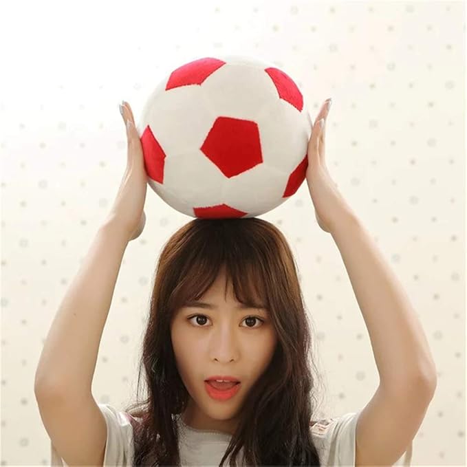Plush Soccer Balls - Fluffy Stuffed Toy Soccer Ball Plush Pillow Soft Durable Stuff Soccerball Gift for Kids Boy Baby (Red - White,7.8inch/20cm)