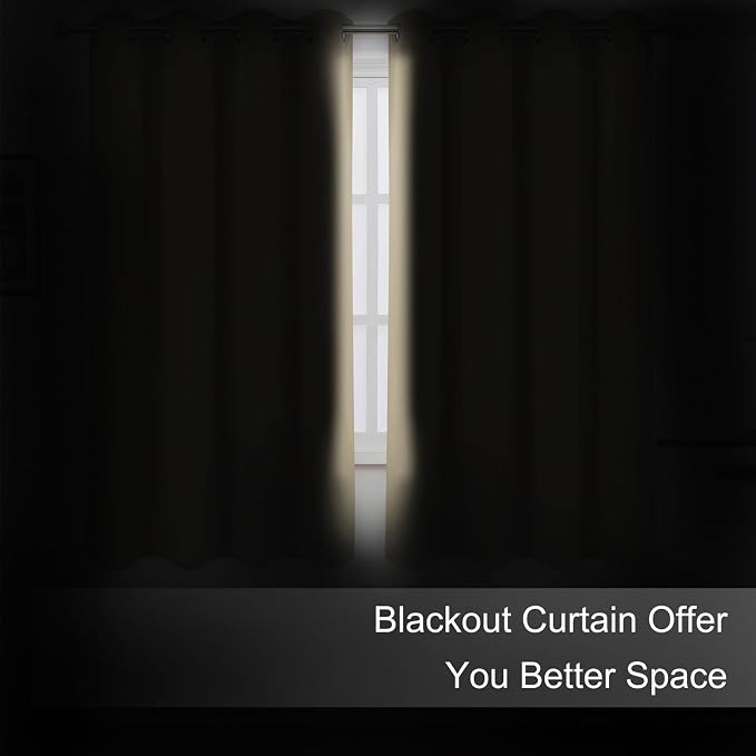 LEMOMO Blackout Curtains 66 x 72 Inch Long Beige Curtains Set of 2 Panels Room Darkening Curtains for Bedroom and Living Room