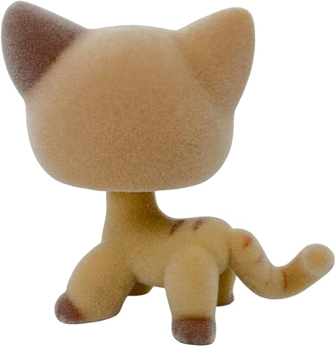 Custom Flocked Pet Shop Toy Fuzzy Animal Figure Short Hair Cat Kitty Kitten Deer OOAK (Yellow #886)