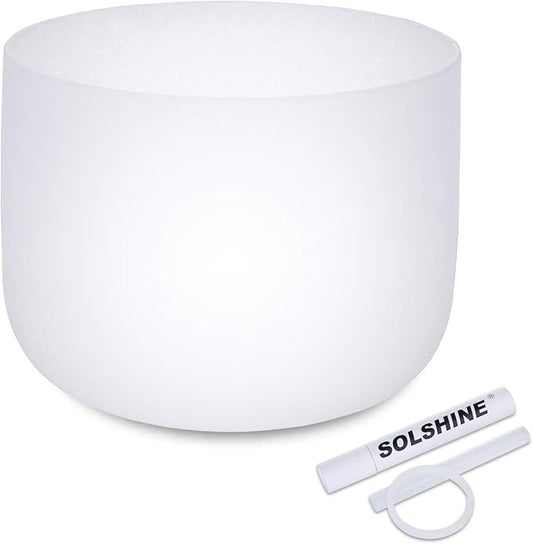 SOLSHINE Crystal Singing Bowl B Note 440HZ 8 inch Crown Chakras Crystal Striker and O-ring included, Meditation Sound Bath Sound Healing Chakra Singing Bowl