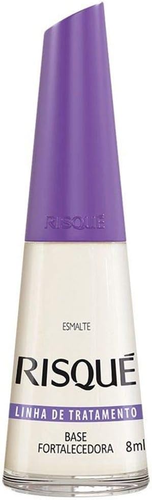 Nail Polish Risque Base Coat | Esmalte de Unhas | Fast Dry, Hypoallergenic, Long-Lasting, Extra Sparkle, Antiallergic, Made in Brazil | 0.3 oz, 8ml (Base Fortalecedora)