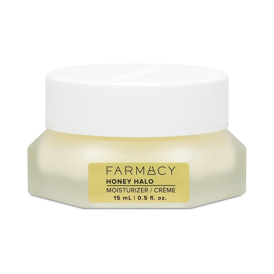 Farmacy Ceramide Face Moisturizer - Honey Halo Ultra Hydrating Facial Moisturizer with Buckwheat Honey + Ceramides - Helps Restore Barrier + Replenish Dryness - Plumping Skin Care for Dry Skin (15ml)