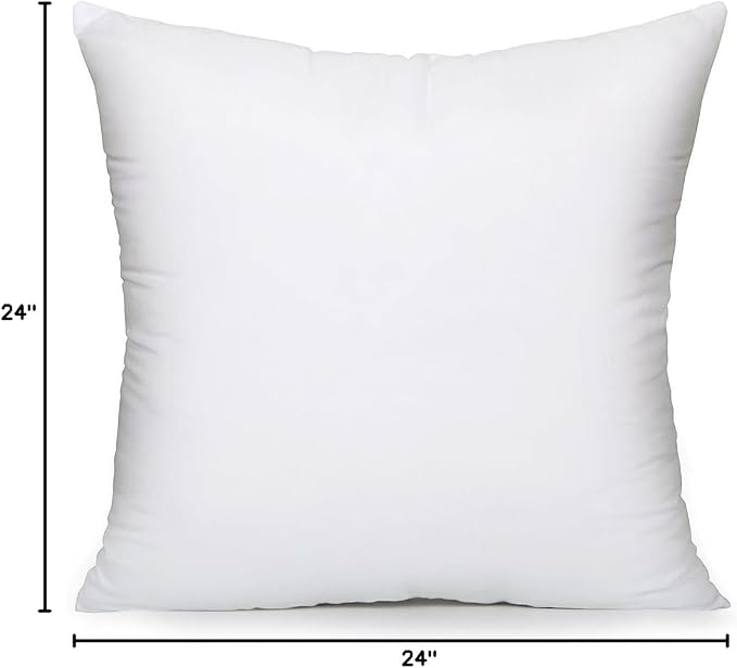 MoonRest Square Pillow Form Insert Hypoallergenic Sham Stuffer, 100% Polyester Microfiber Fill, Lined with Woven Cotton Blend Cover for Decorative Pillow Couch Sofa Bed Cushions 24 X 24