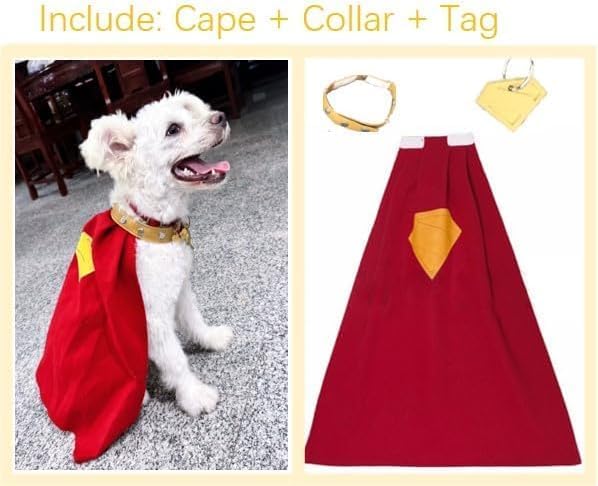Superhero Dog Power Cape Cosplay Set with Collar and Tag Complete Set (one size-3pcs