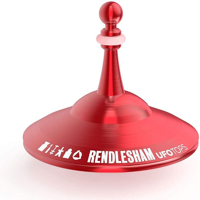 UFO Tops Rendlesham - Metal Spinning Fidget Top - Inspired by The Documented 1980 UFO Sighting in Rendlesham, England (Color: Siren Red)