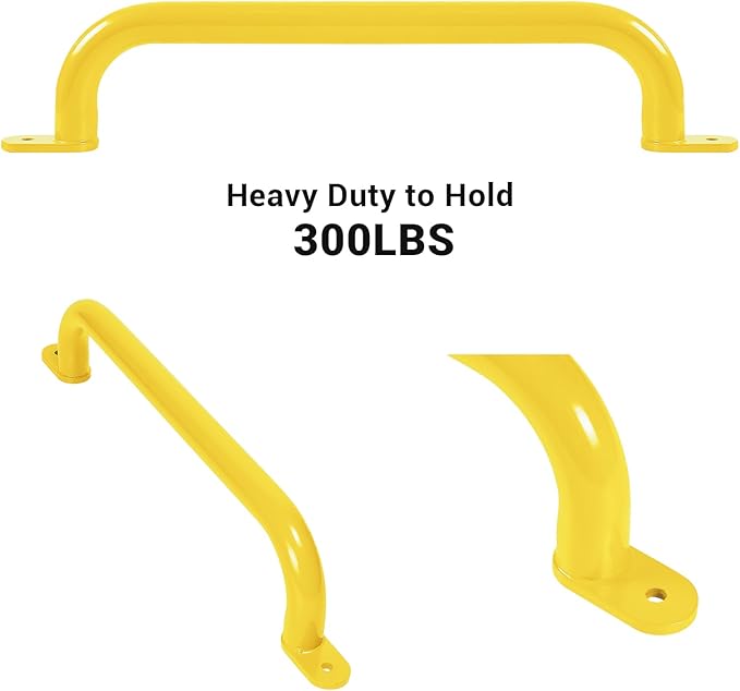 ESPETS 17 Inch Yellow Metal Safety Handles for Playground 6 Pack - Swing Set Accessories Grab Handles, Playset Hand Grips, Indoor Monkey Bars for Jungle Gym, Playhouse, Climbing Frame