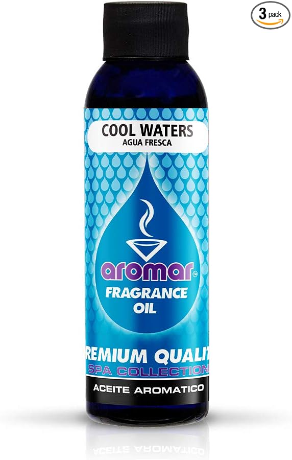 AROMAR Premium Fragrance Oil, 4oz Bottle 3 Pack Long Lasting Aromatic Scent, Fresh and Revitalizing Aromatherapy for Living Room, Bedroom, and Kitchen 12oz Cool Waters