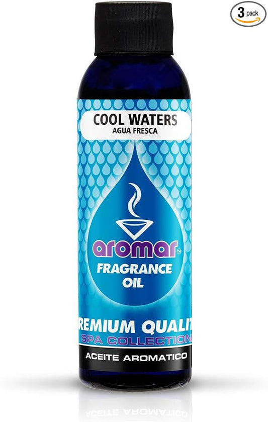 AROMAR Premium Fragrance Oil, 4oz Bottle 3 Pack Long Lasting Aromatic Scent, Fresh and Revitalizing Aromatherapy for Living Room, Bedroom, and Kitchen 12oz Cool Waters