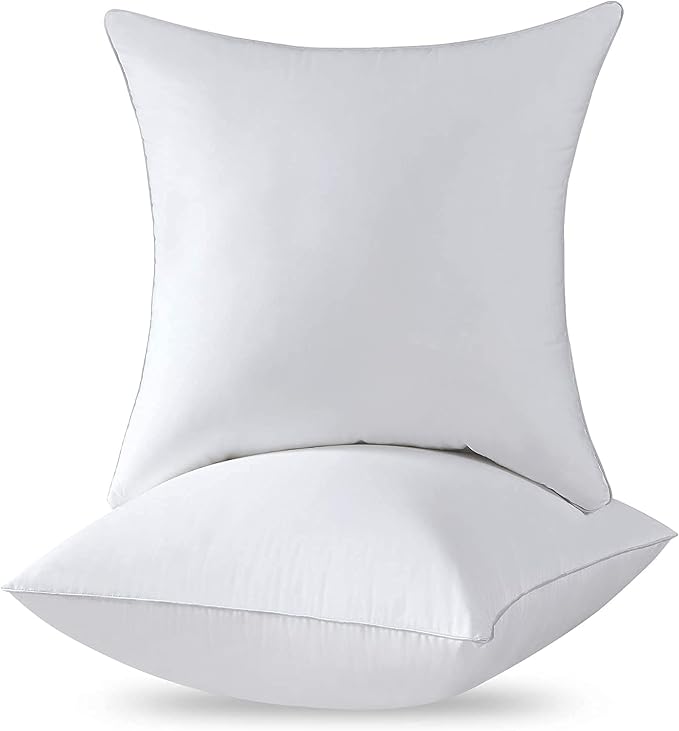 Qeils 20 x 20 Pillow Inserts Set of 2 White Throw Pillow Inserts with Soft Polyester Cover - Rectangle Square Interior Sofa Pillow Inserts Decorative Pillow Insert White Couch Pillow
