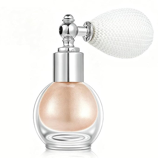 Champagne Face and Body Highlighter Spray for Natural Glow Makeup, 0.14oz | High Gloss Powder, Waterproof Shimmer Spray for Women Mardi Gras Singer Concert Music Rave Festival Outfits Accessories