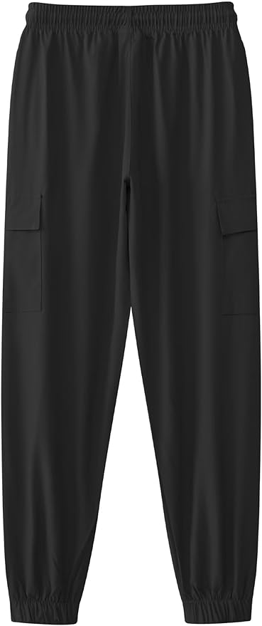 Boys Cargo Joggers Youth Quick Dry Athletic Pants Lightweight Hiking Jogger Pants with Zipper Pockets
