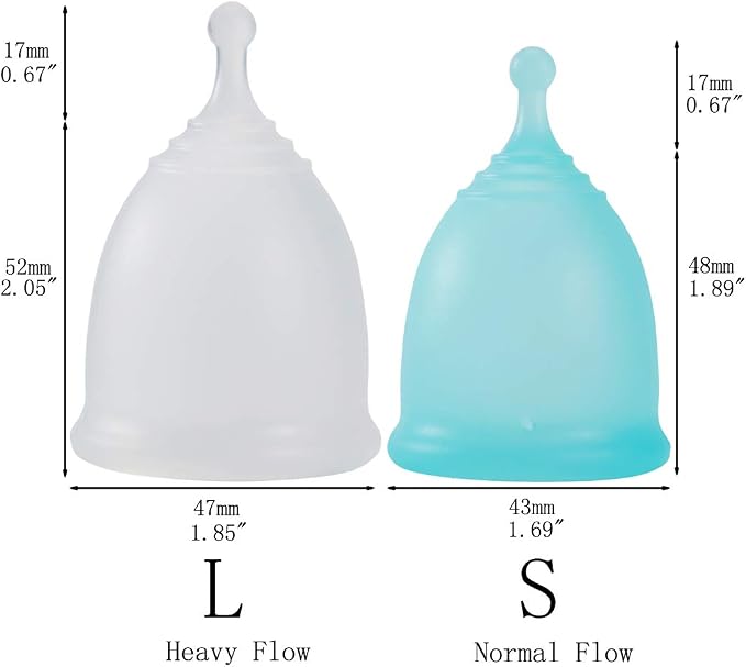 Croing 4pcs Menstrual Cup with 1 pc Sterilize Cup,Menstrual Cup Holder, Storing Period Cup(Blue and White)