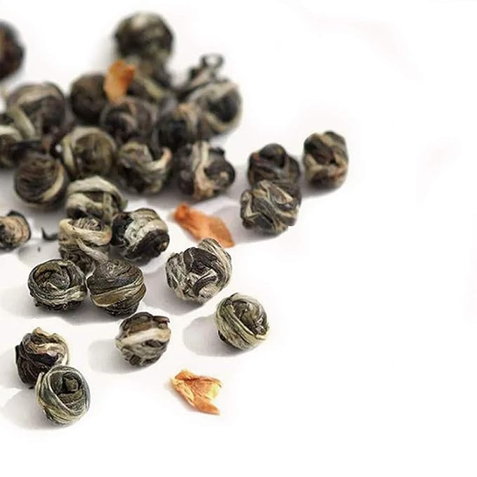 TIAN HU SHAN Jasmine Tea Jasmine Dragon Pearls Green Tea Loose Leaf 4oz (114g) Tin